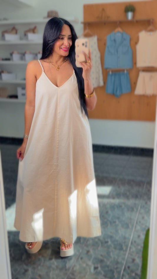 Cream Woven Maxi Dress
