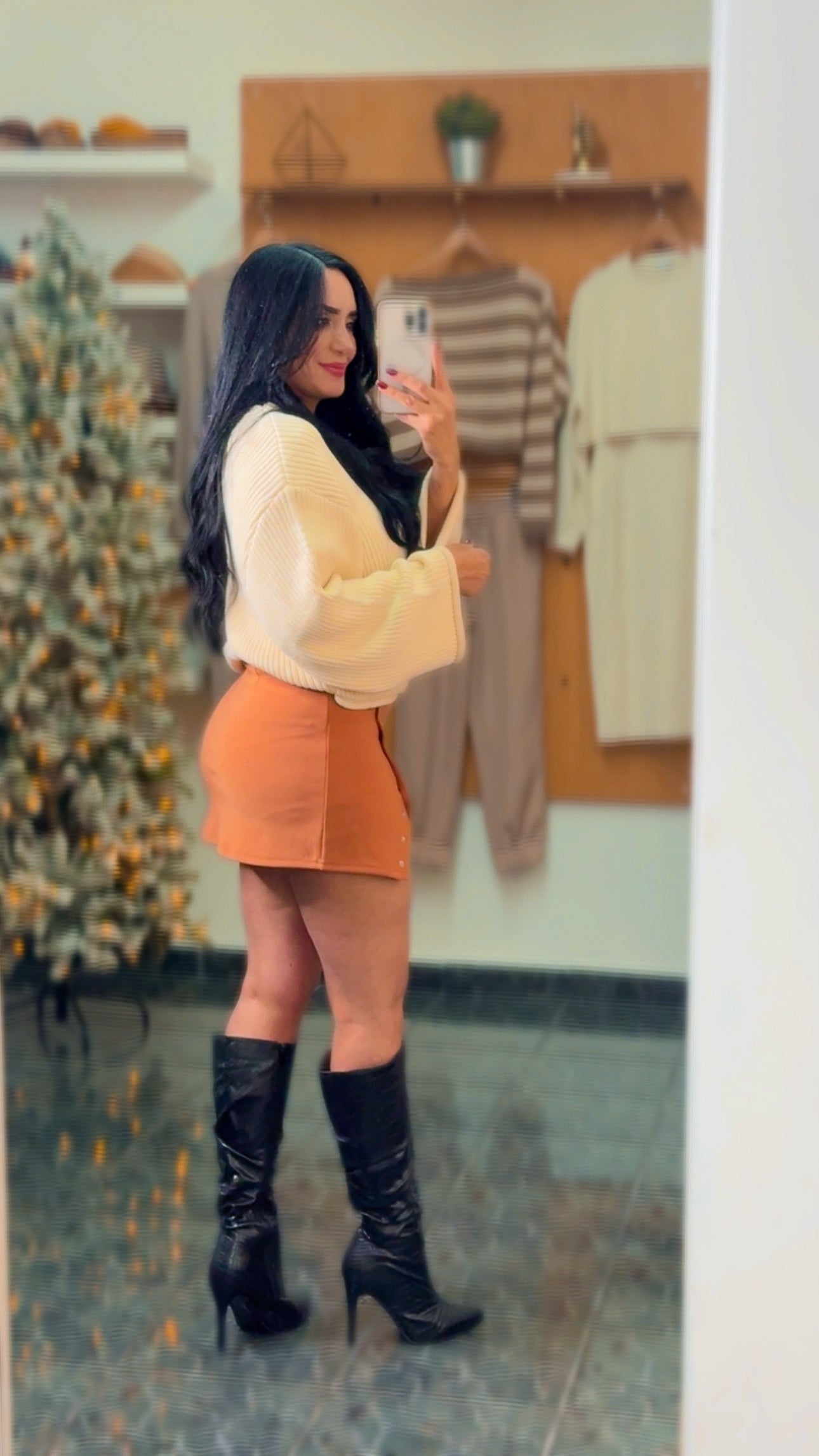 Tan Scuba Knit Mini Skort