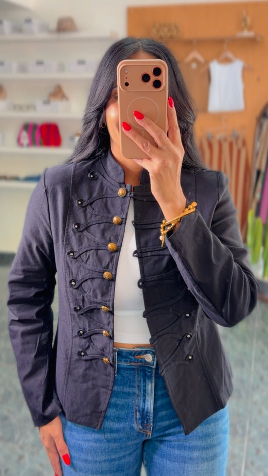 Black Napoleon Spandex Blazer