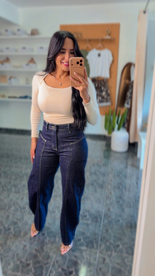 Dark Blue Barrel Denim Jean
