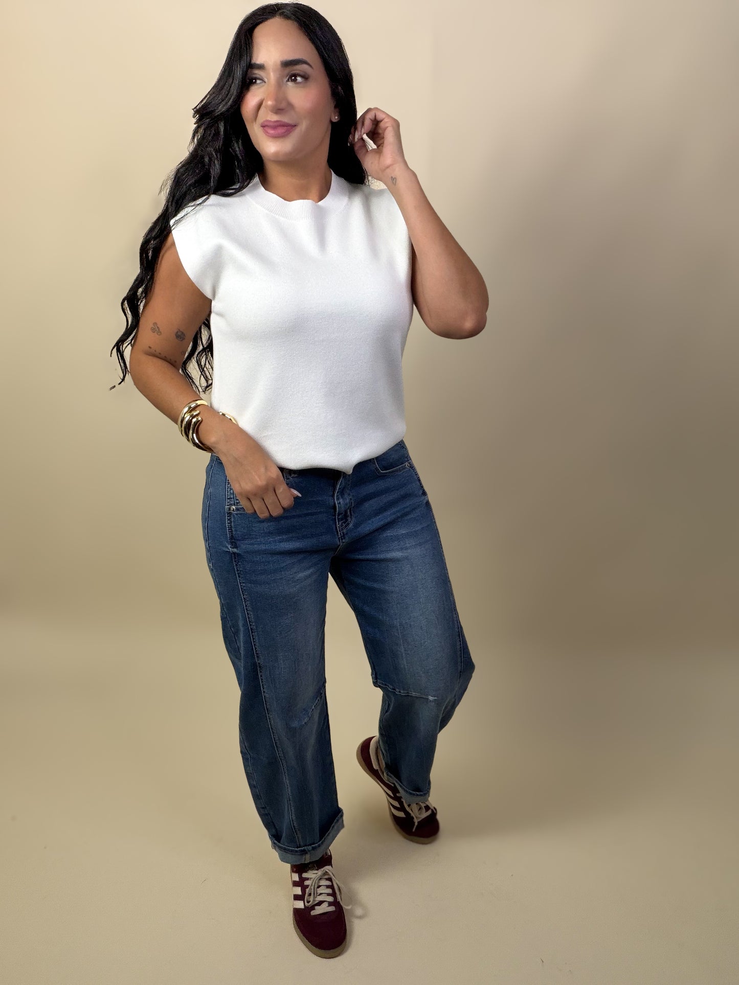 Ivory Viscose Sweater Top