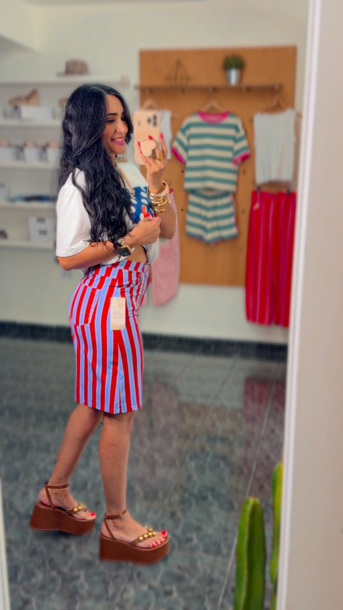 ITALY Blue/Red Striped Bermuda