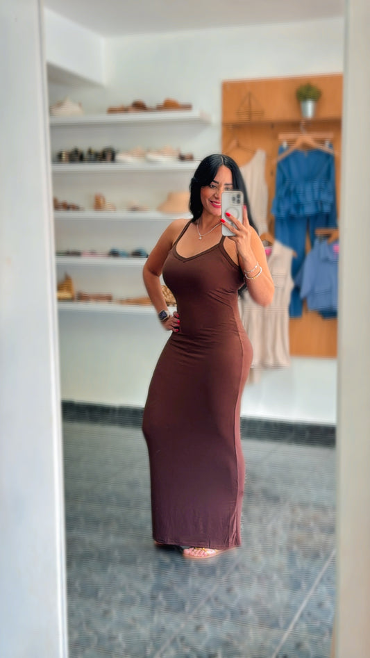 Chocolate Basic Strechy Dress