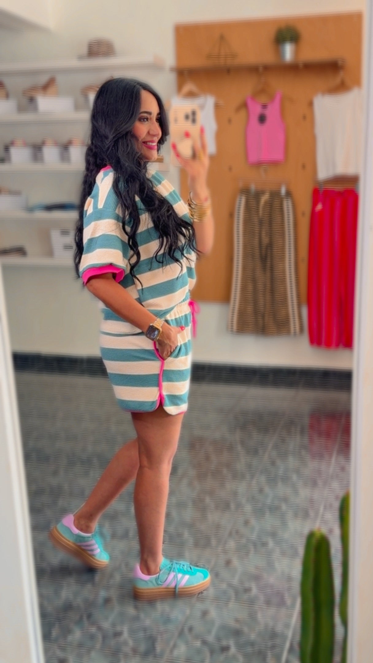 Jade/Pink Waffle Knit Set