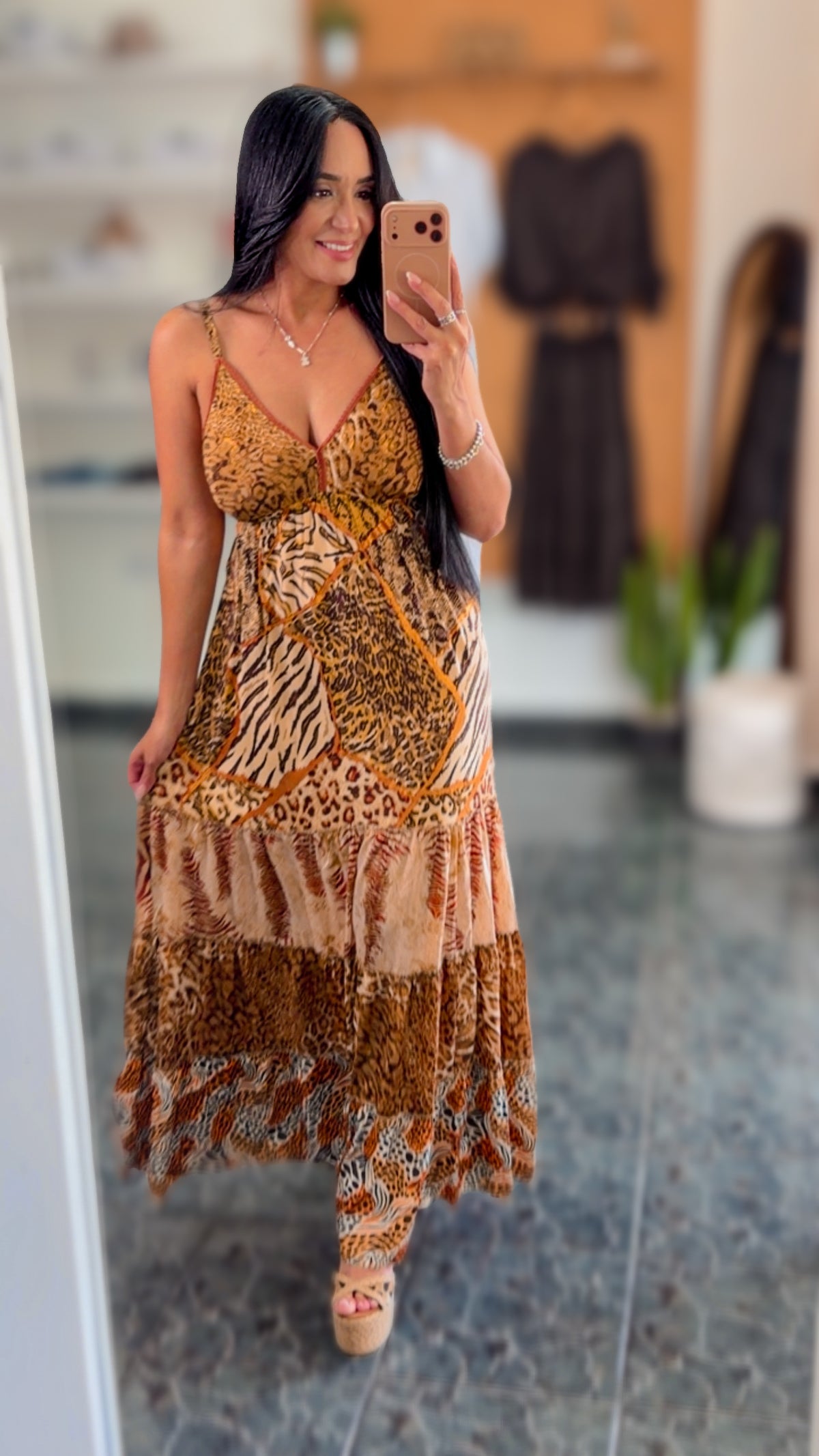 Animal Print Gypsy Onesize Maxi Dress