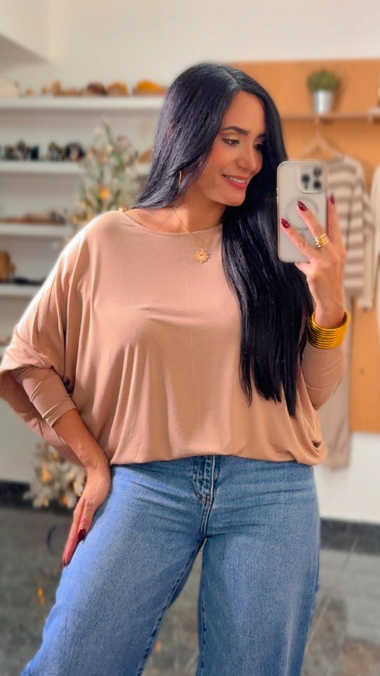 Taupe Dolman Long Sleeve Top