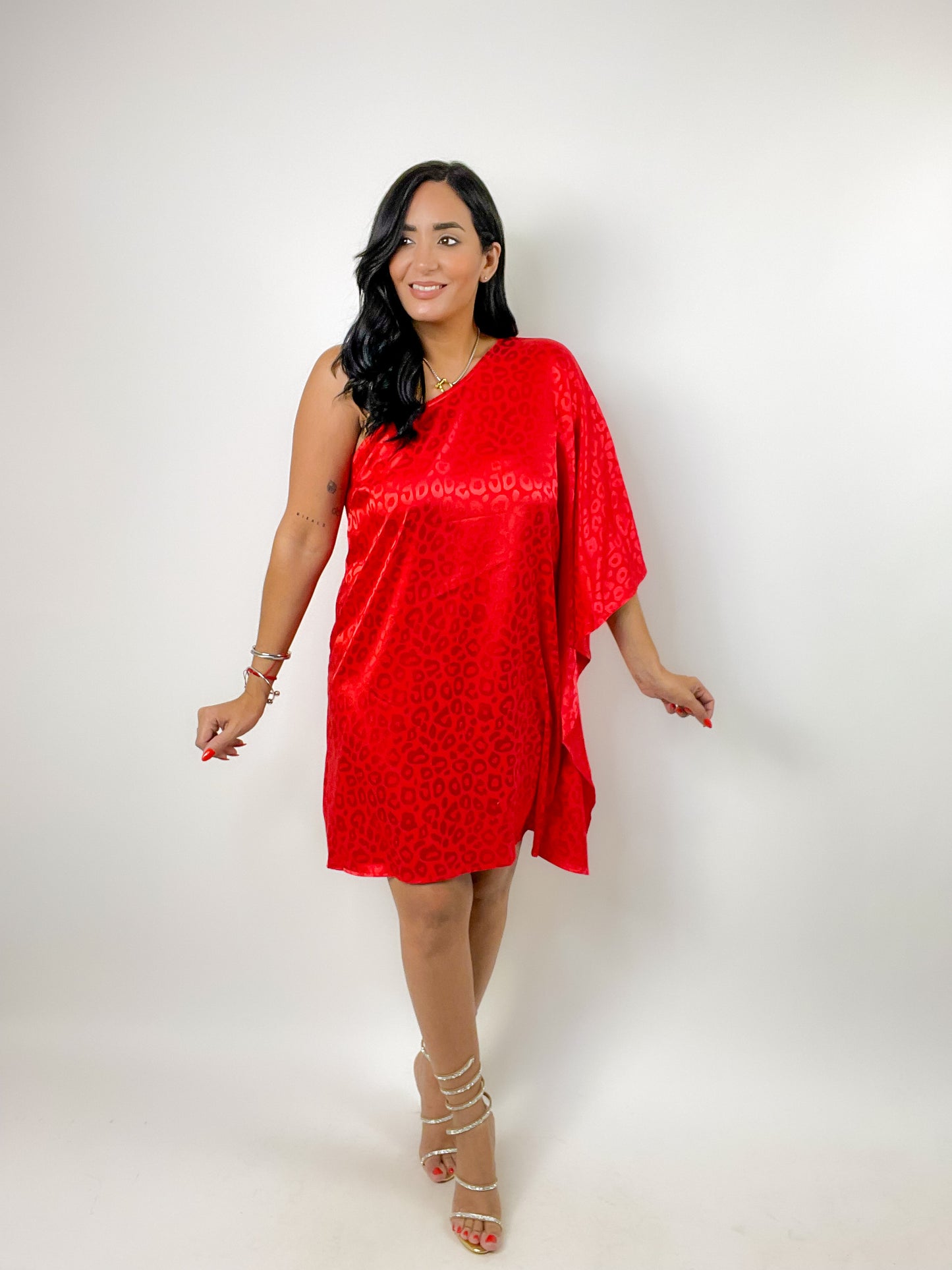 Red One Shoulder Night Out Dress