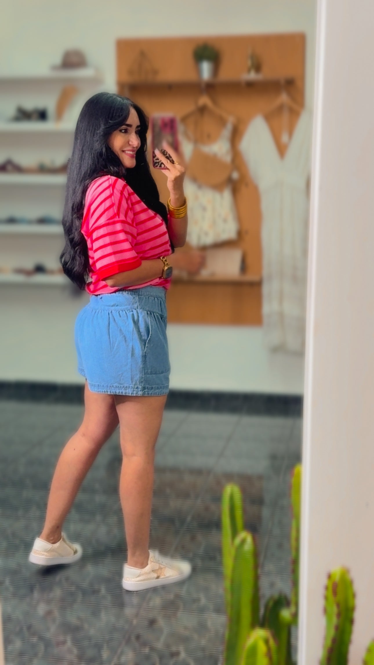 Chambray Button Down Shorts