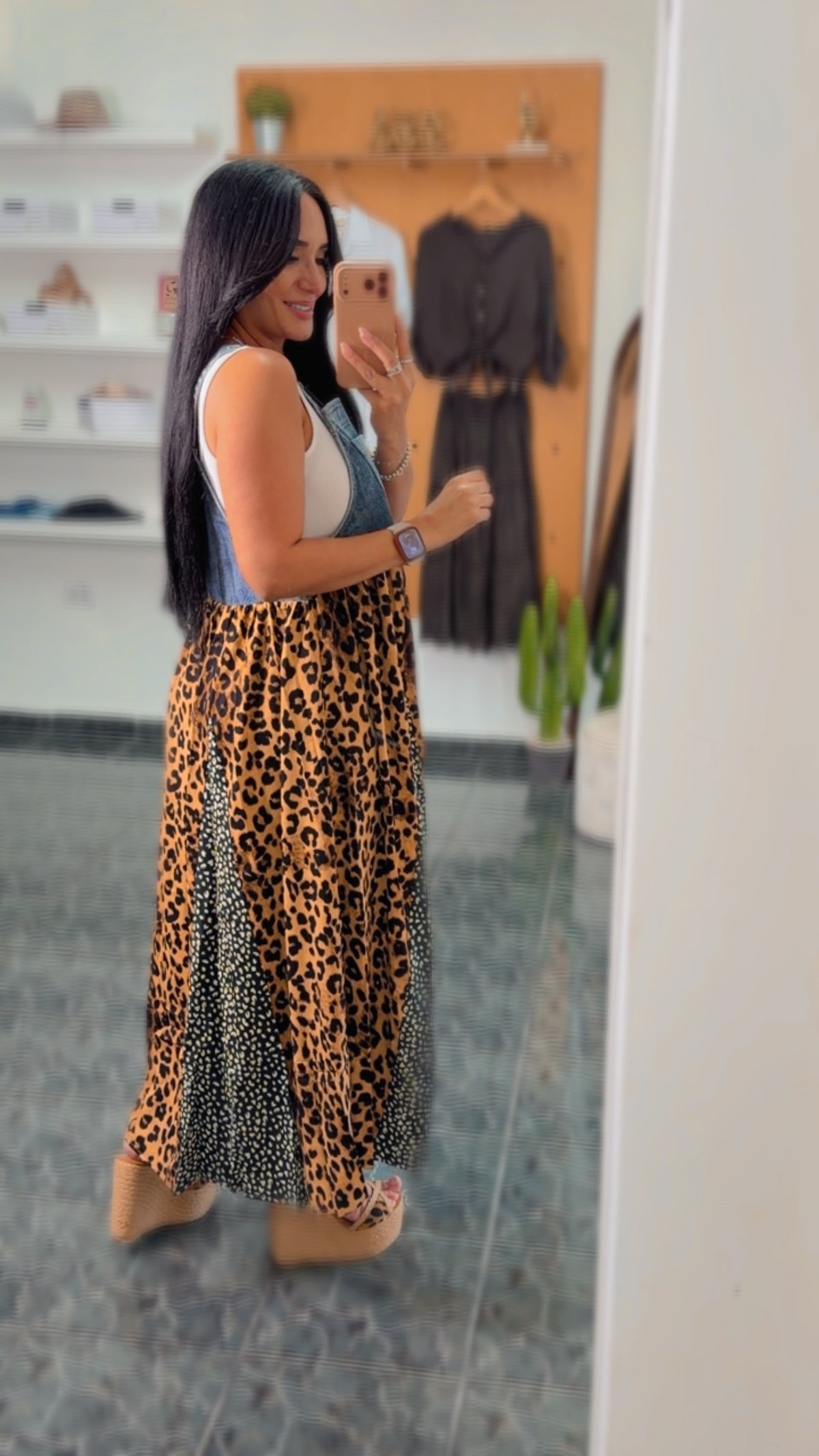 Denim Leopard Patchwork Dress