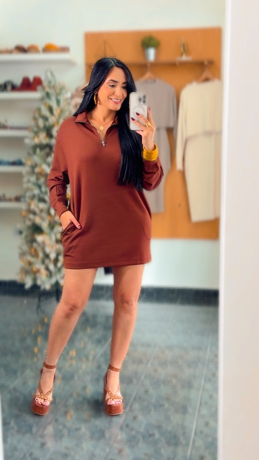 Chestnut Knit Mini Dress