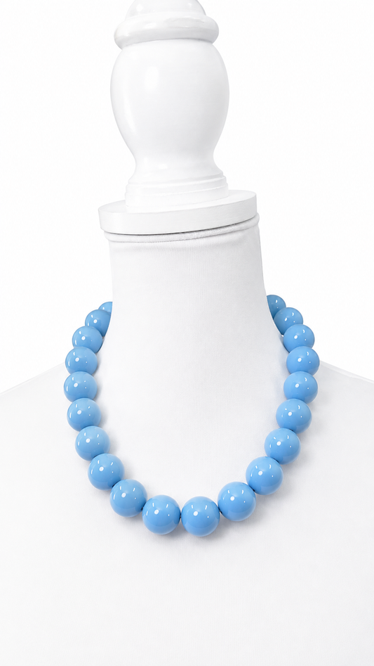 Blue Chunky Beaded Necklace