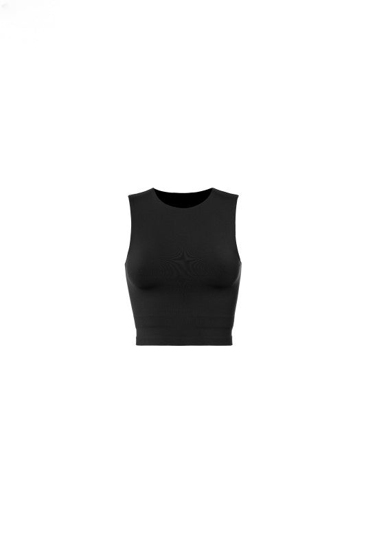 Black Double Layer Crop Muscle Tank