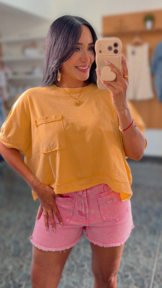 Yellow Oversized Crop Comfy Knit Top