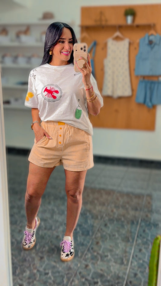 White Vintage-inspired seafood graphic print