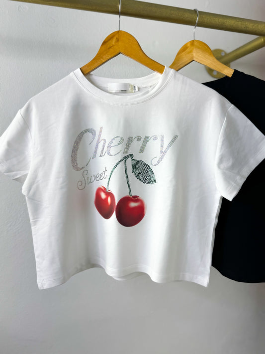 White Cherry Sweet Crop Tee