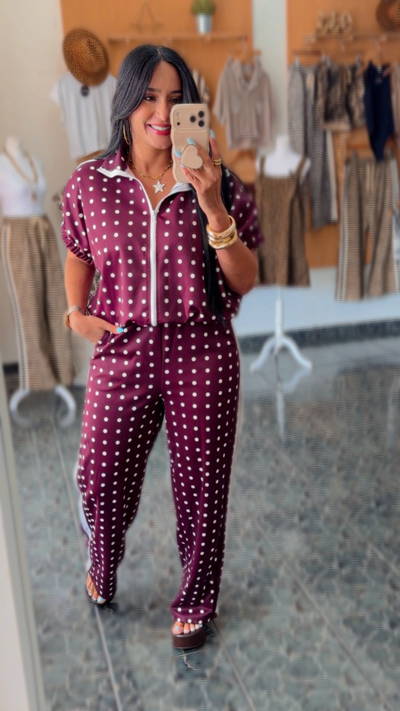 Italy Burgundy Polka Travel Set