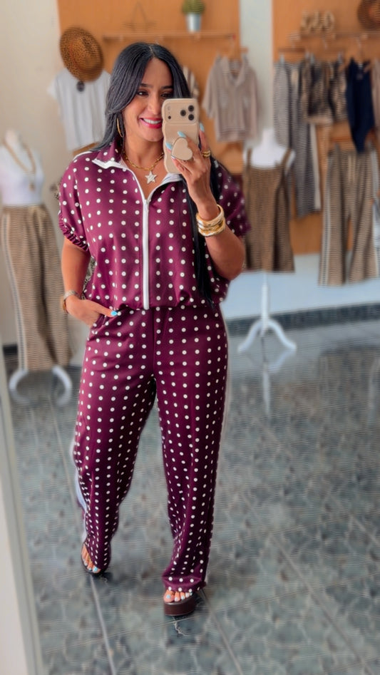 Italy Burgundy Polka Travel Set