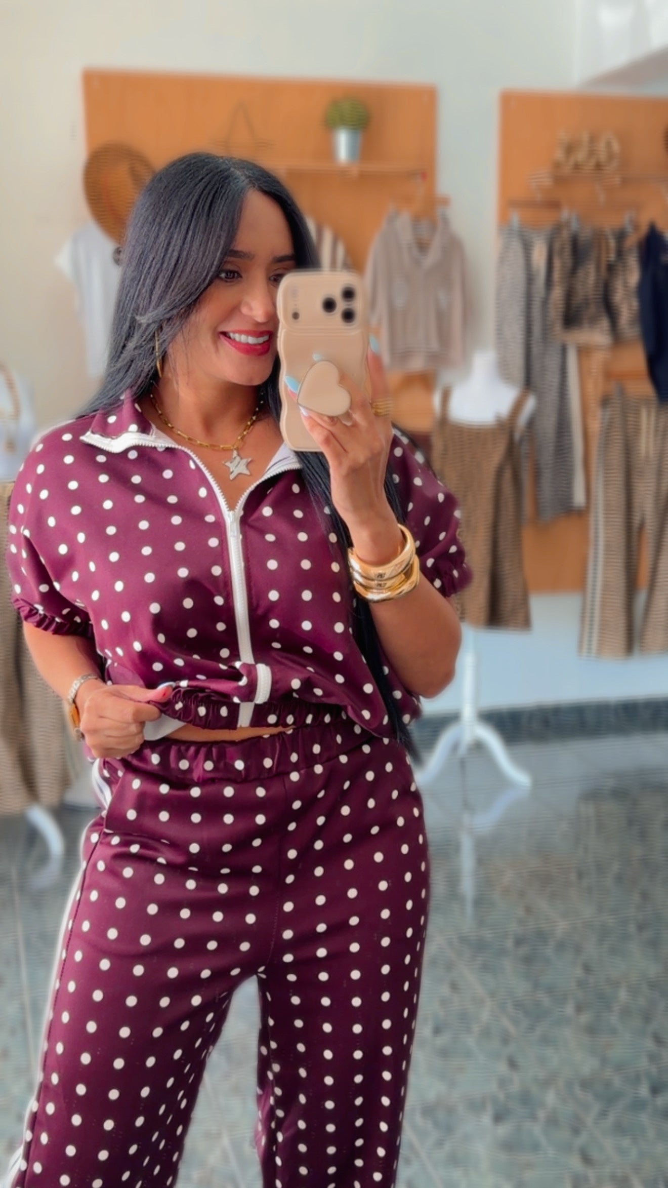 Italy Burgundy Polka Travel Set