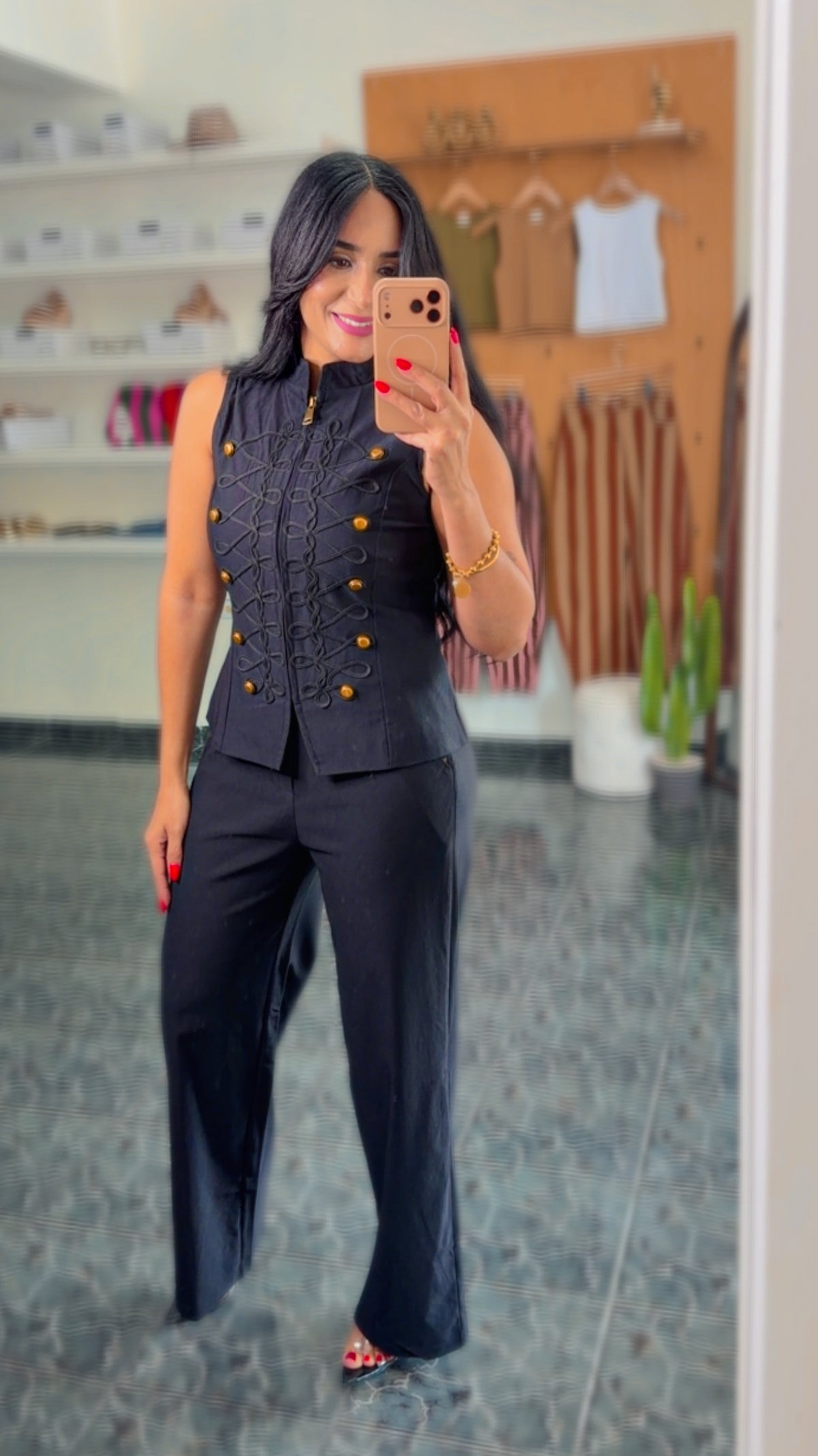 Black Napoleon Zipper Vest