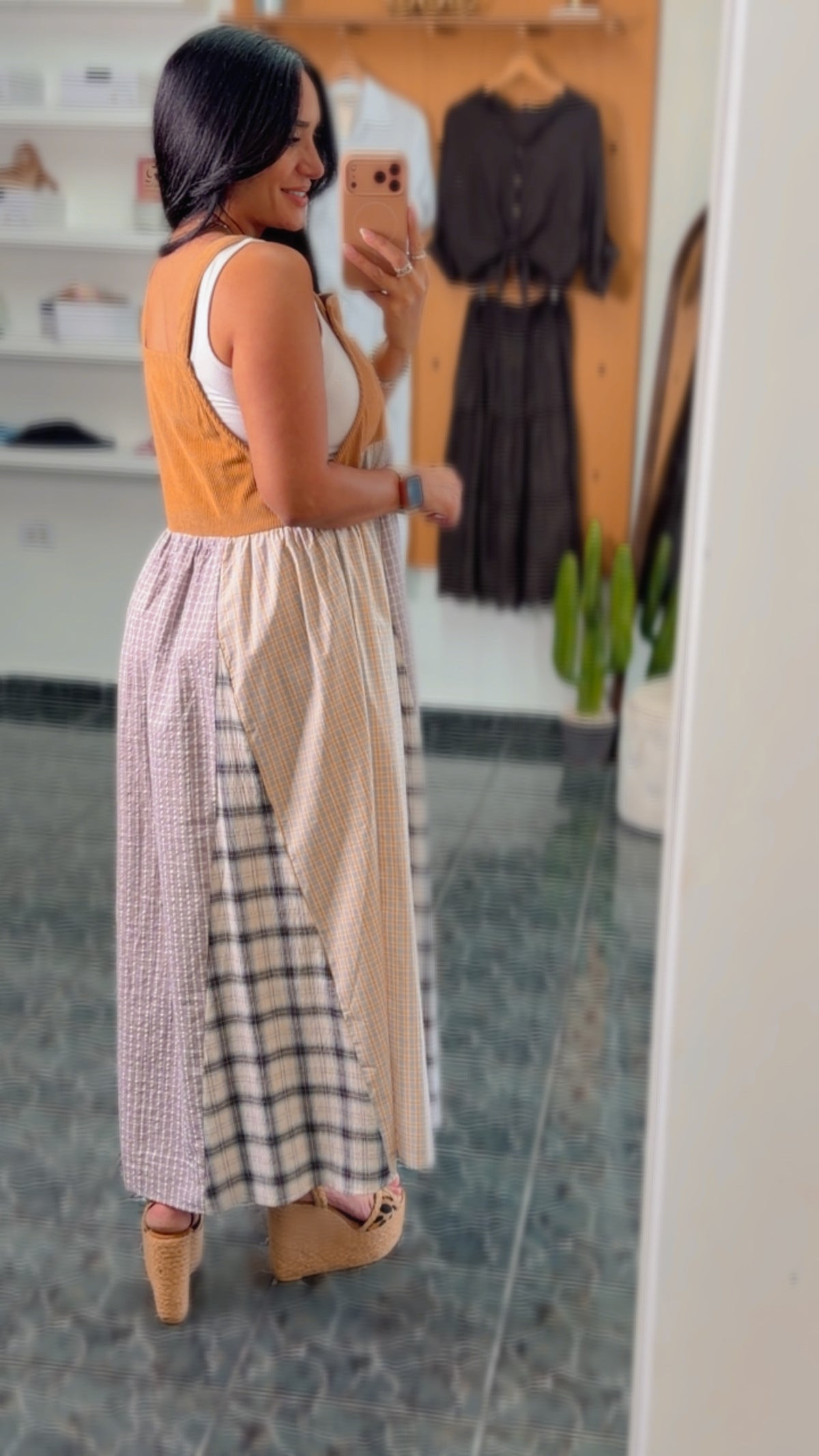 Taupe Mix Corduroy Patchwork Dress
