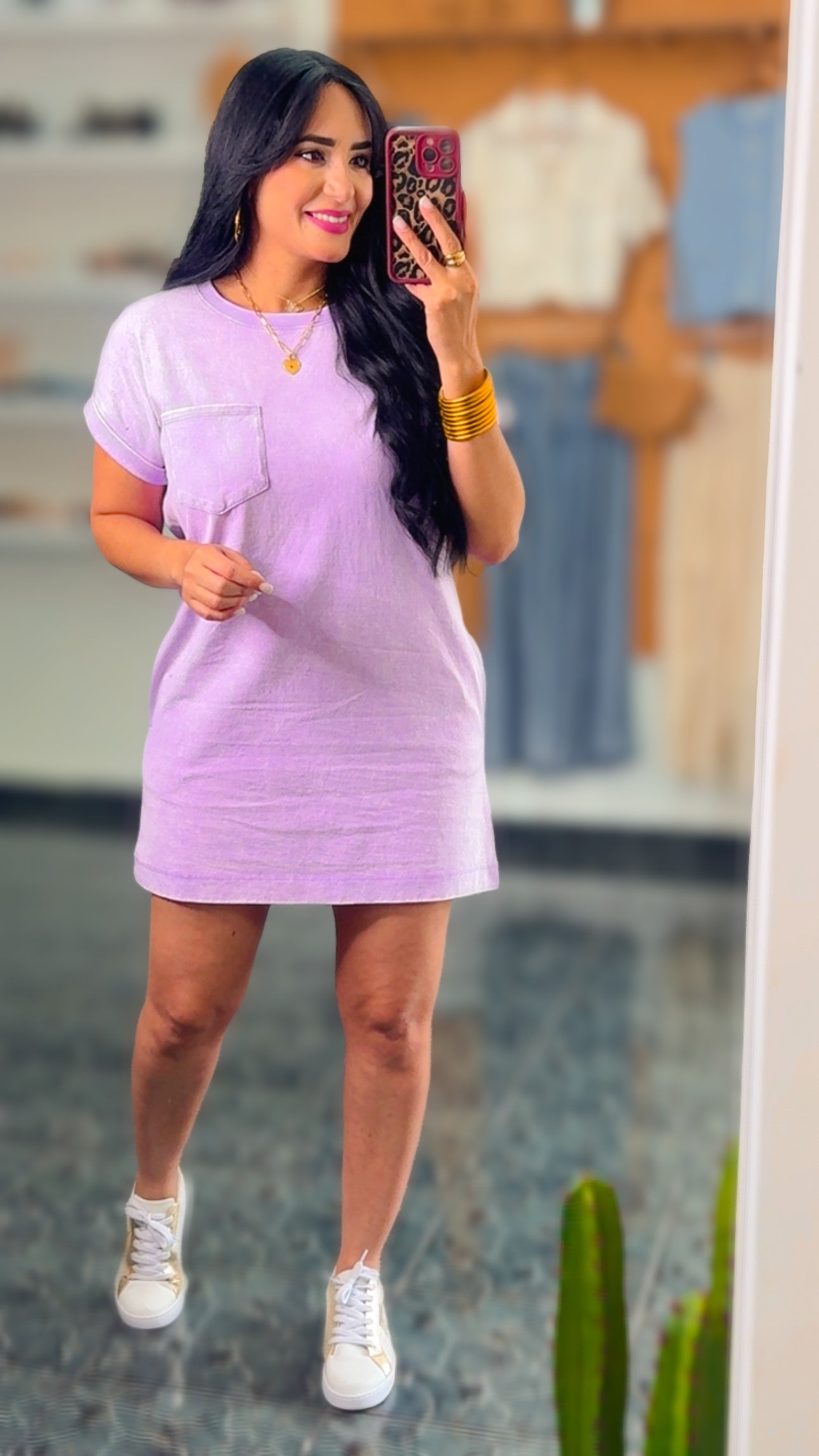 Lavender Tshirt Pocket Dress