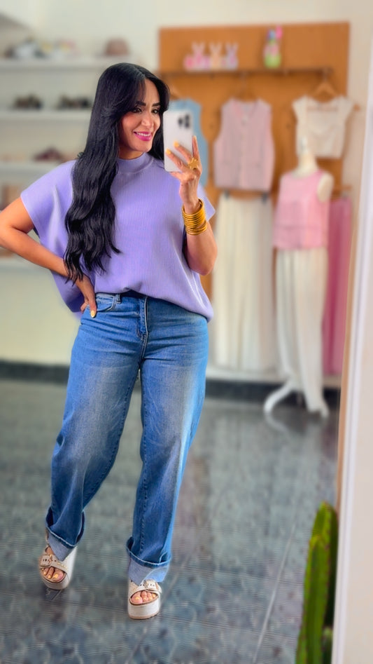 High Rise Wide Leg Spandex Jeans