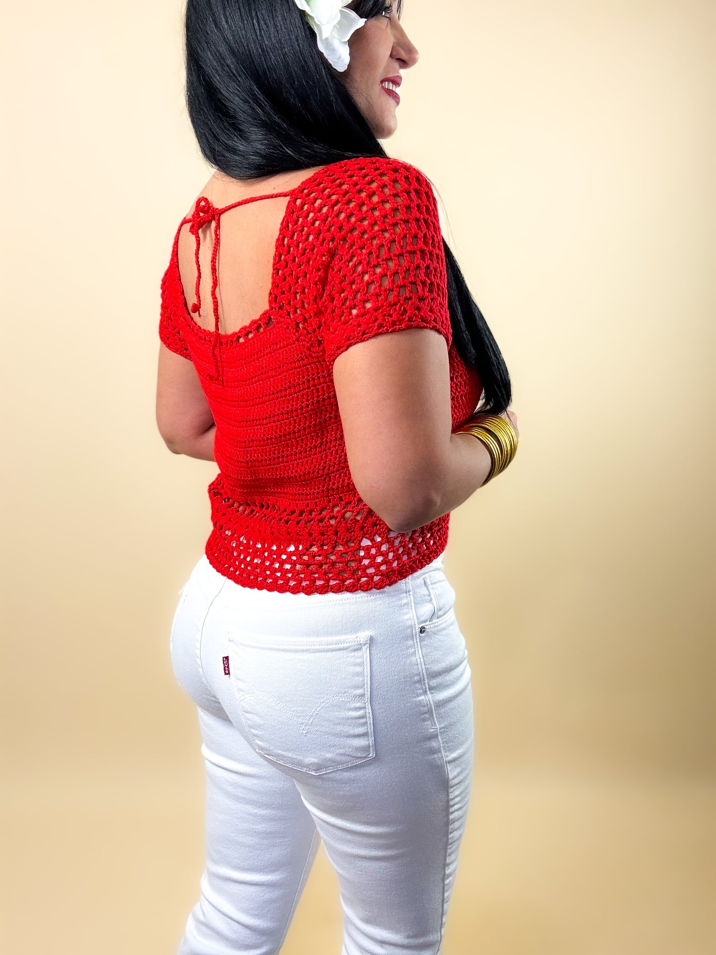 Red Crochet Top