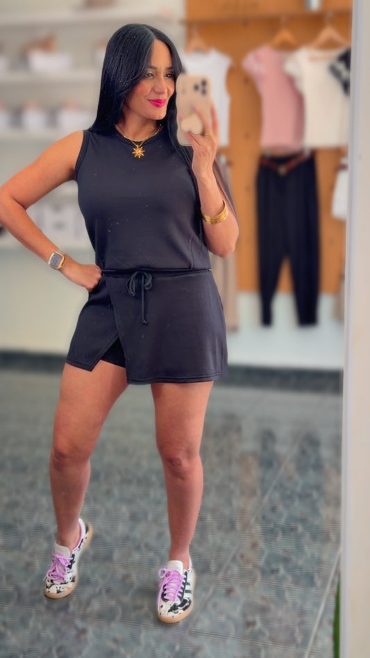 Black Comfy Skort Set