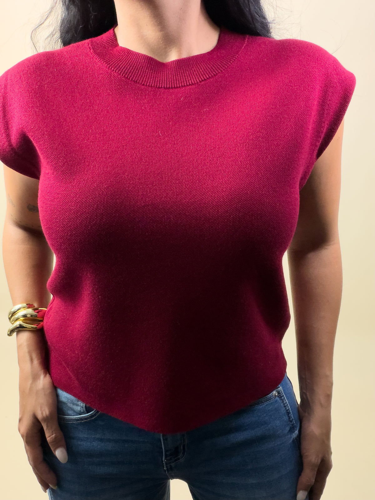 Burgundy Viscose Sweater Top