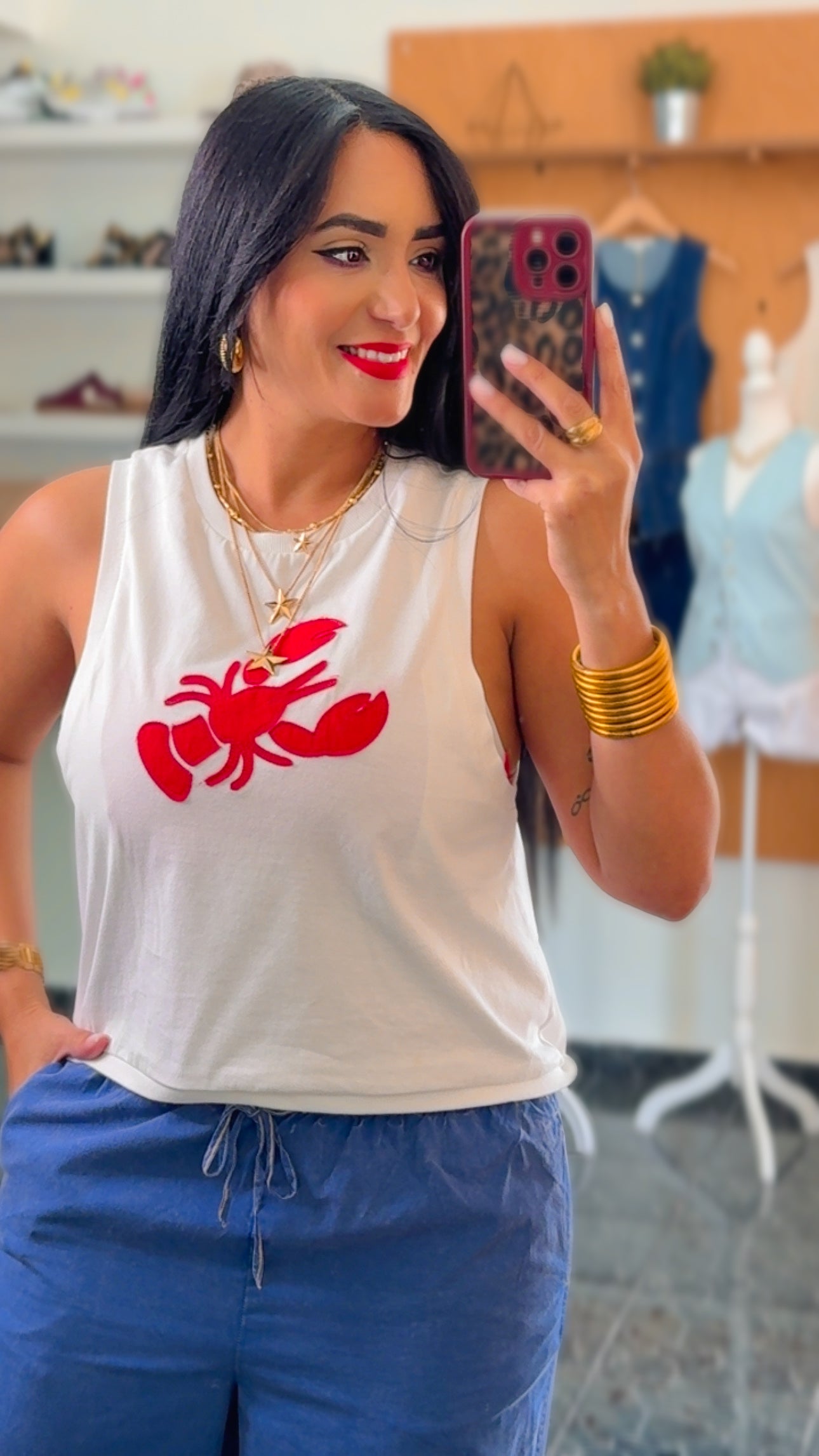 Sleeveless Tank With Lobster Patch