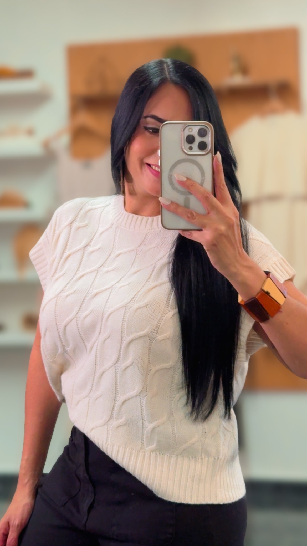 RESTOCK Cream Knit Sweater Top