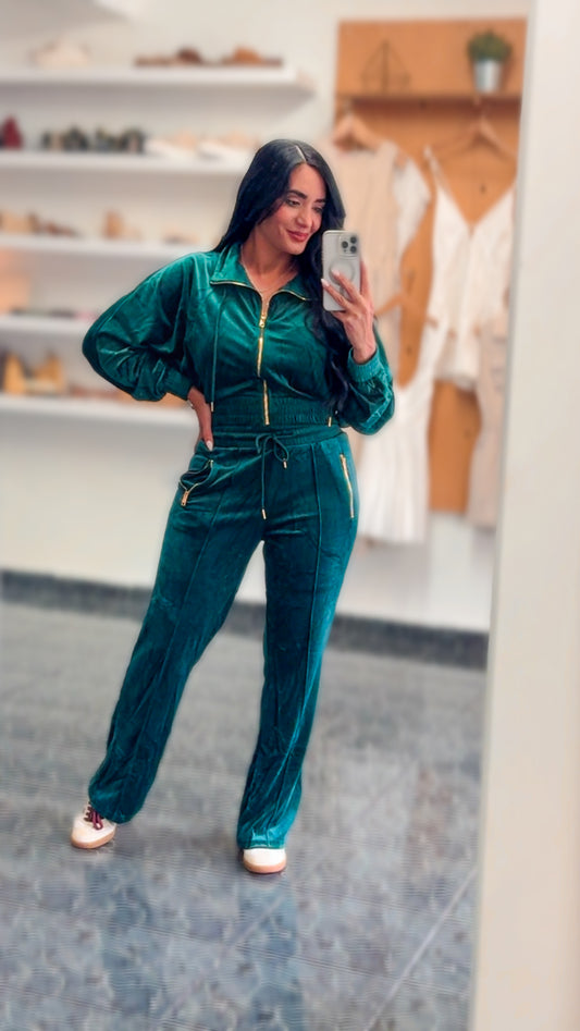 Hunter Green Velvet Set