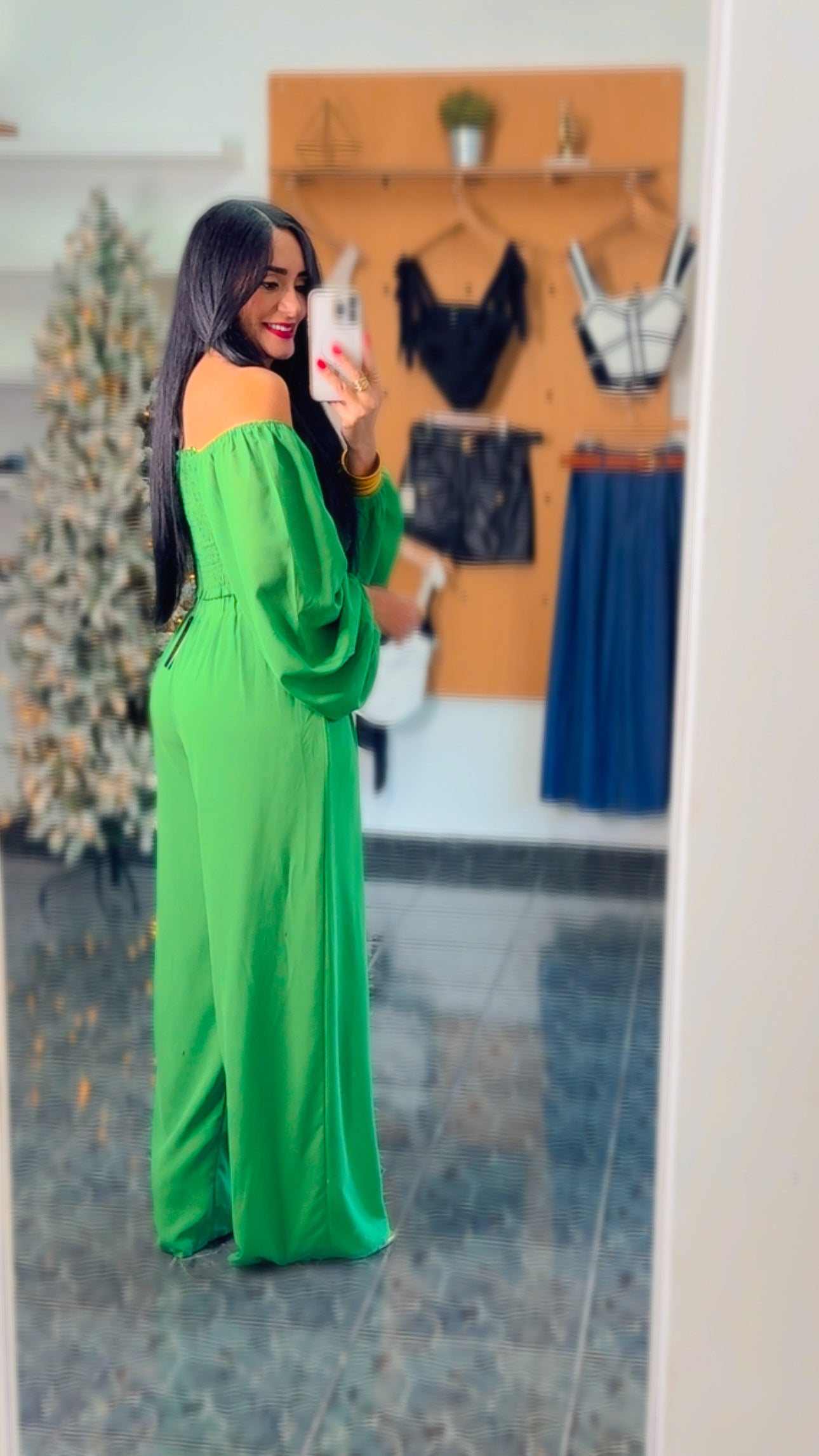 Hunter Green Smocked Woven Top & Pant Set