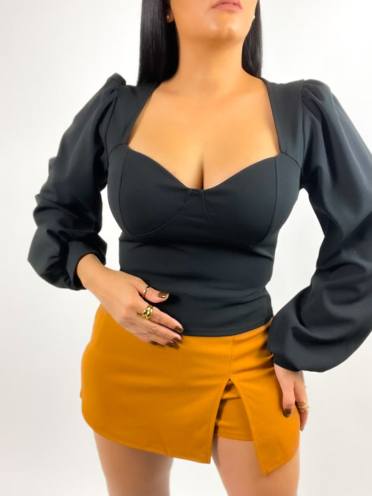 Black Princess Sleeve Blouse