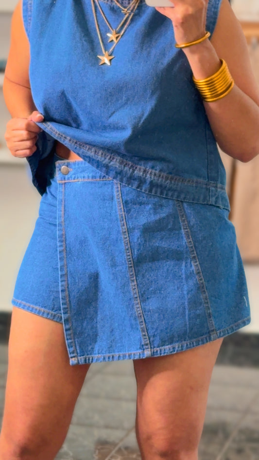 Medium Denim Skort