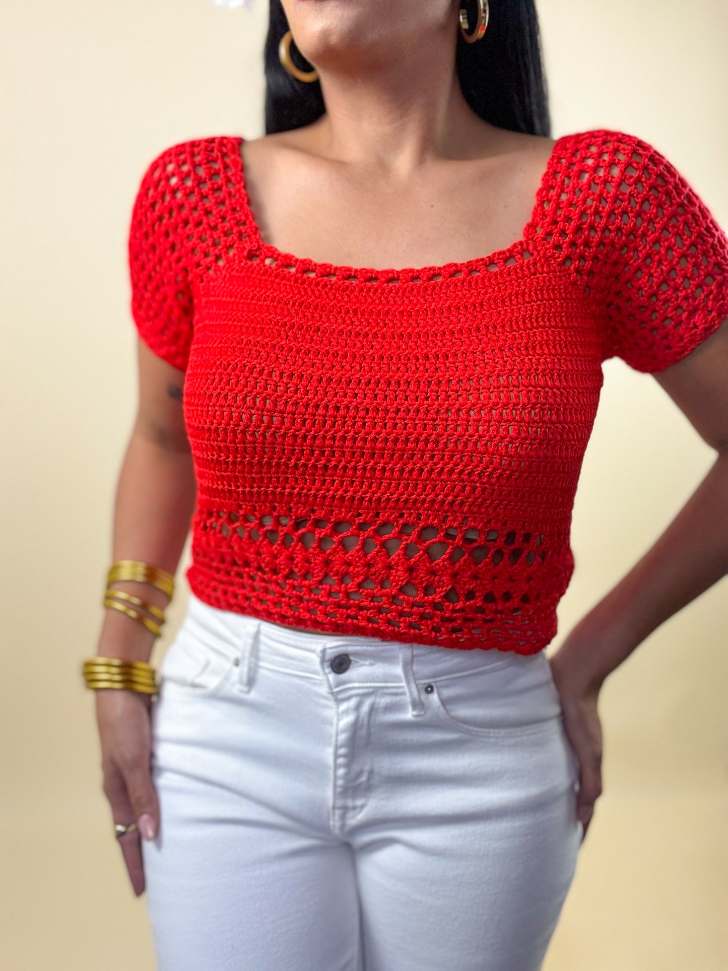 Red Crochet Top