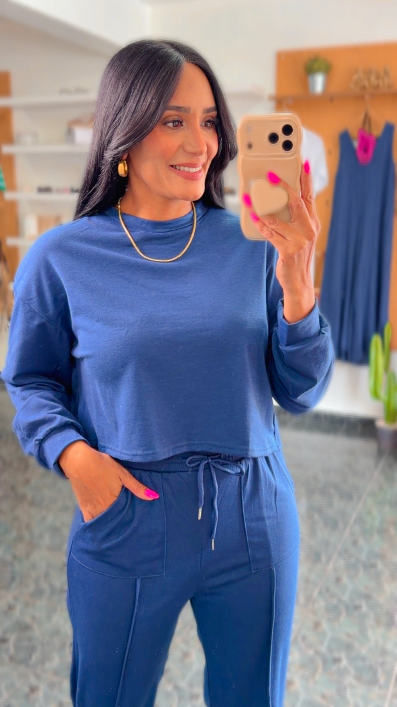 Navy Seam Detail Spandex Travel Set