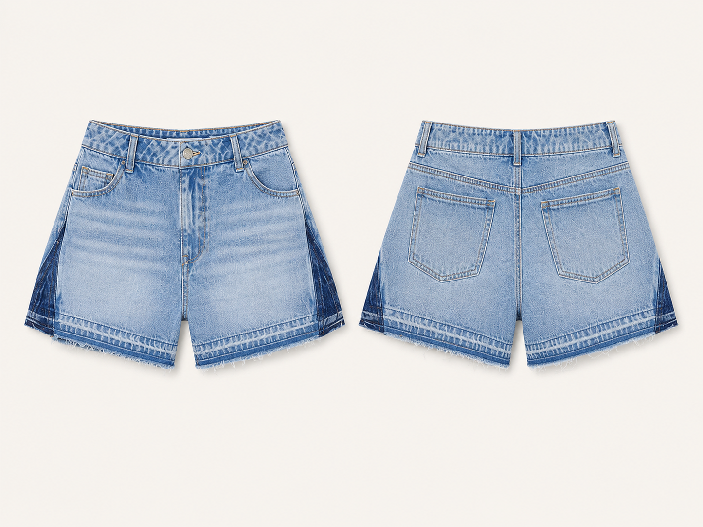 Color Block Denim Short