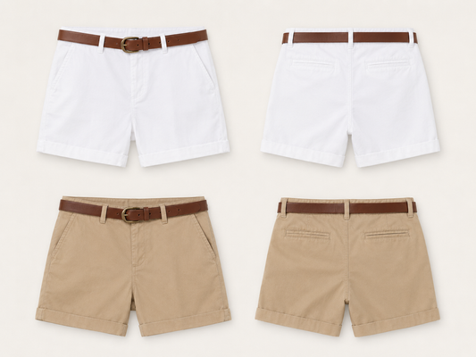Cotton Spandex Belted Shorts