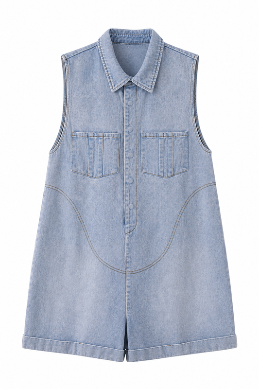 Light Denim Sleeveless Rompe