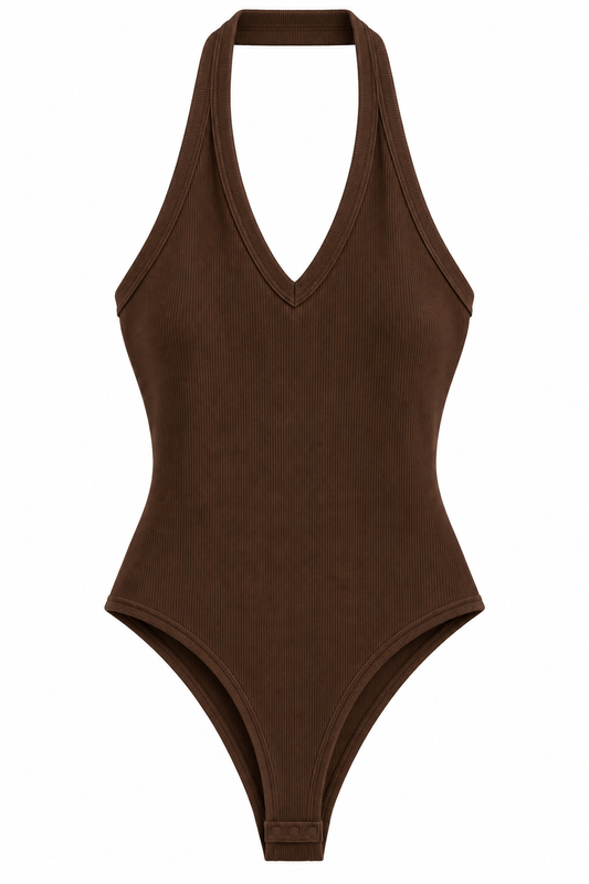 Brown Halter Bodysuit