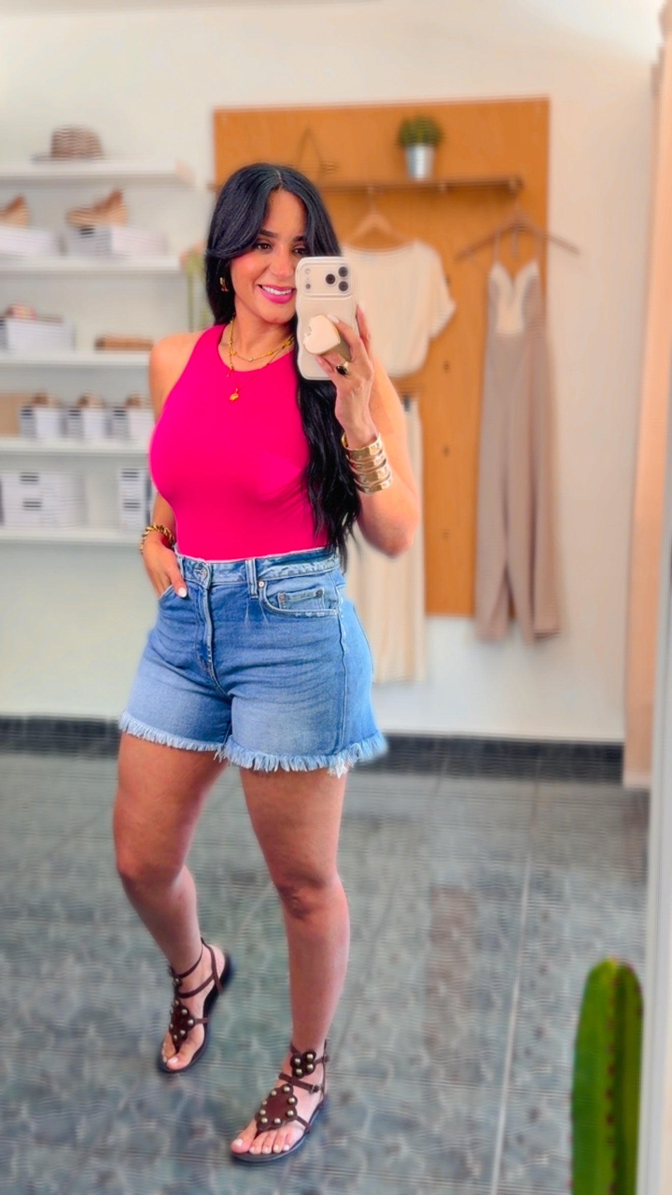 Fuchsia Spandex Tank Bodysuit