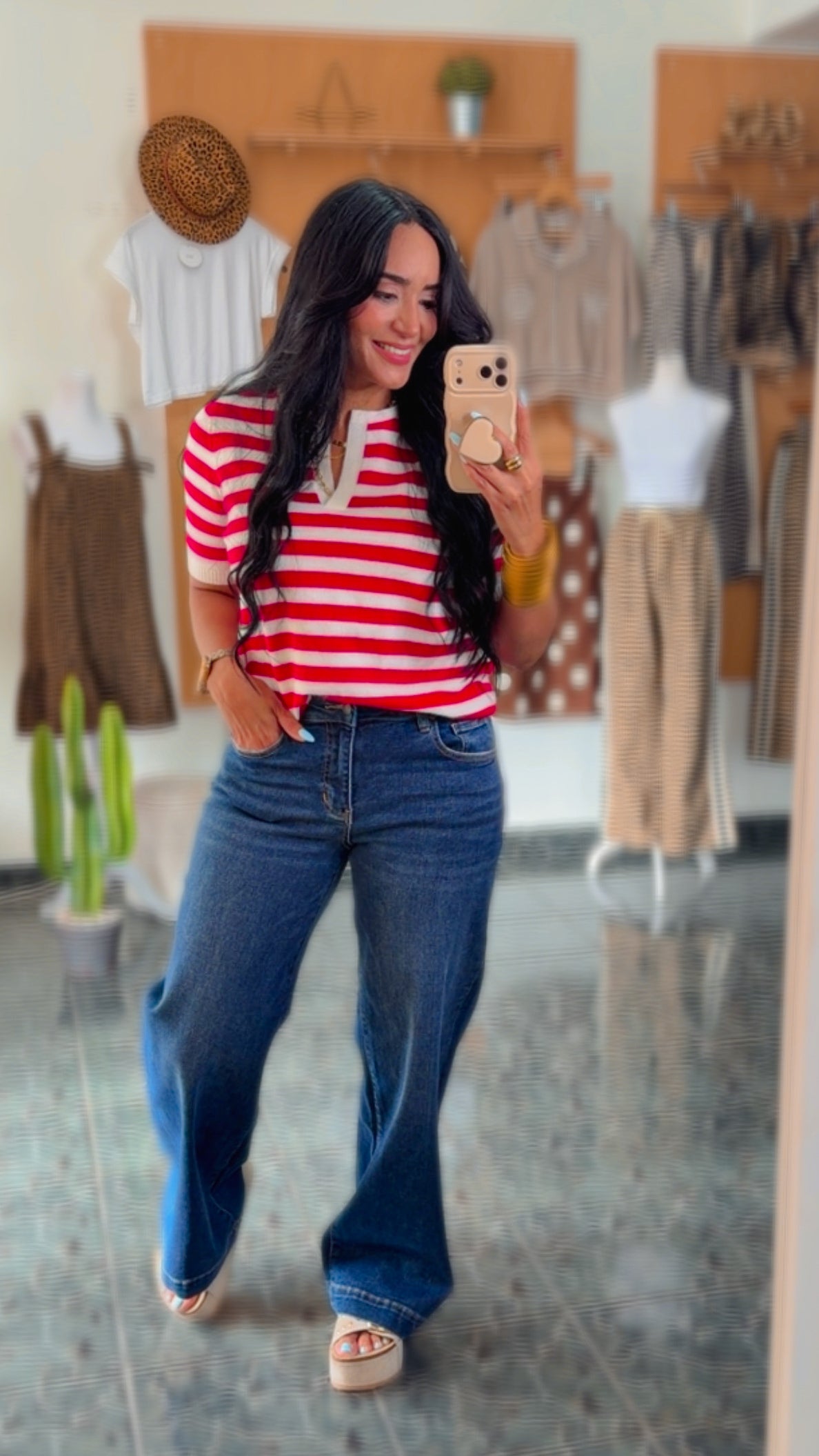 Dark Denim Spandex Wide Leg Jeans