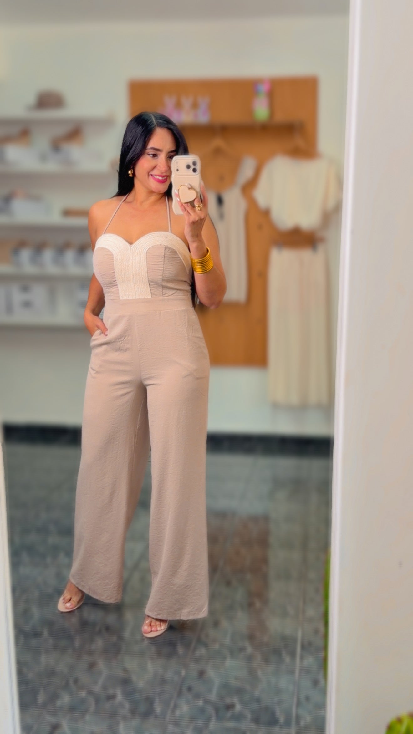 Linen Halter W Rope Trim Jumpsuit