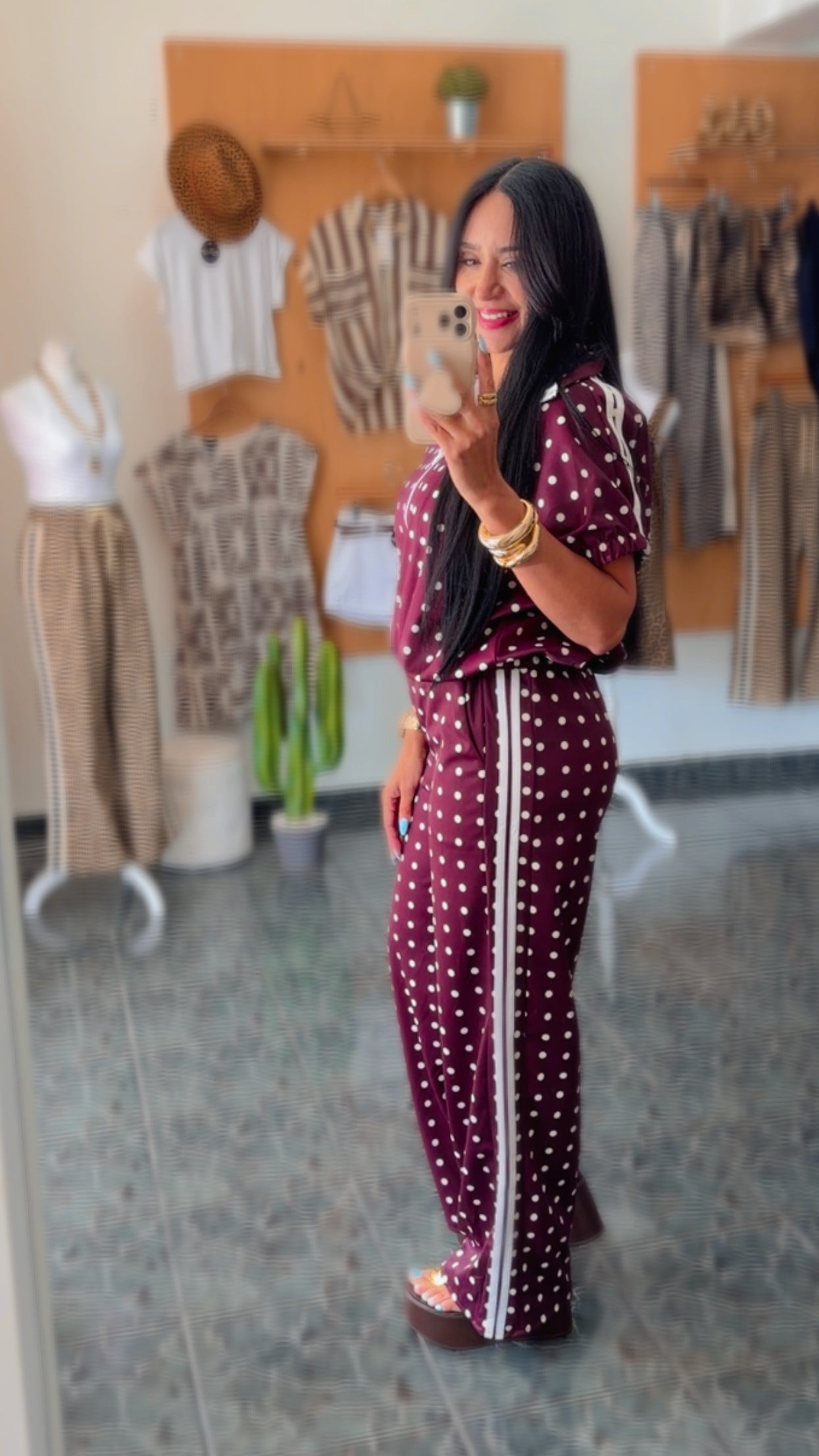 Italy Burgundy Polka Travel Set