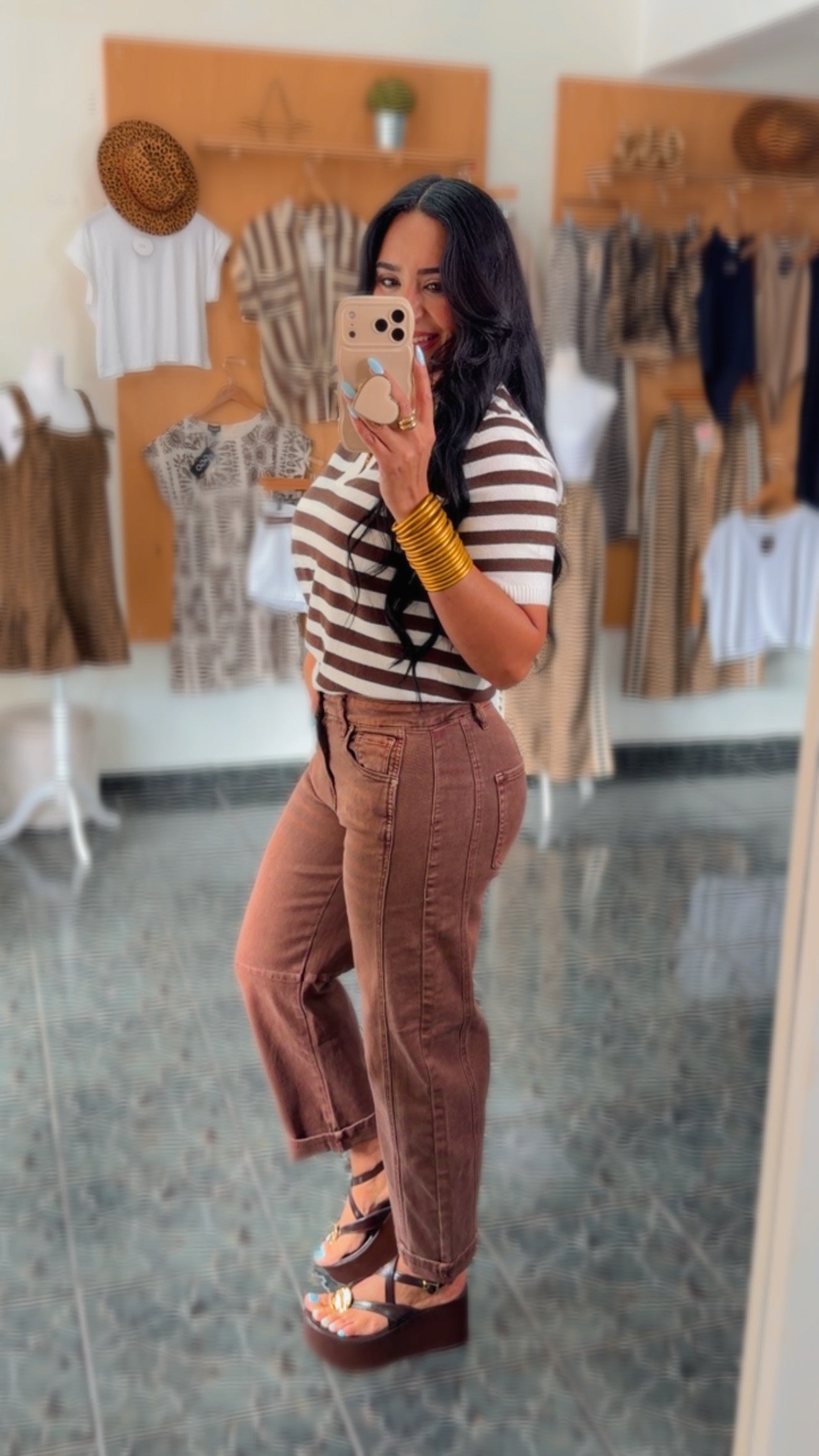 Brown Pre-Wash Spandex Barrels Jeans