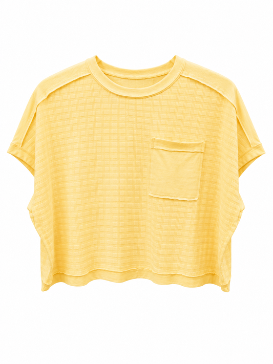 Yellow Dolman Sleeve Textured Knit Top