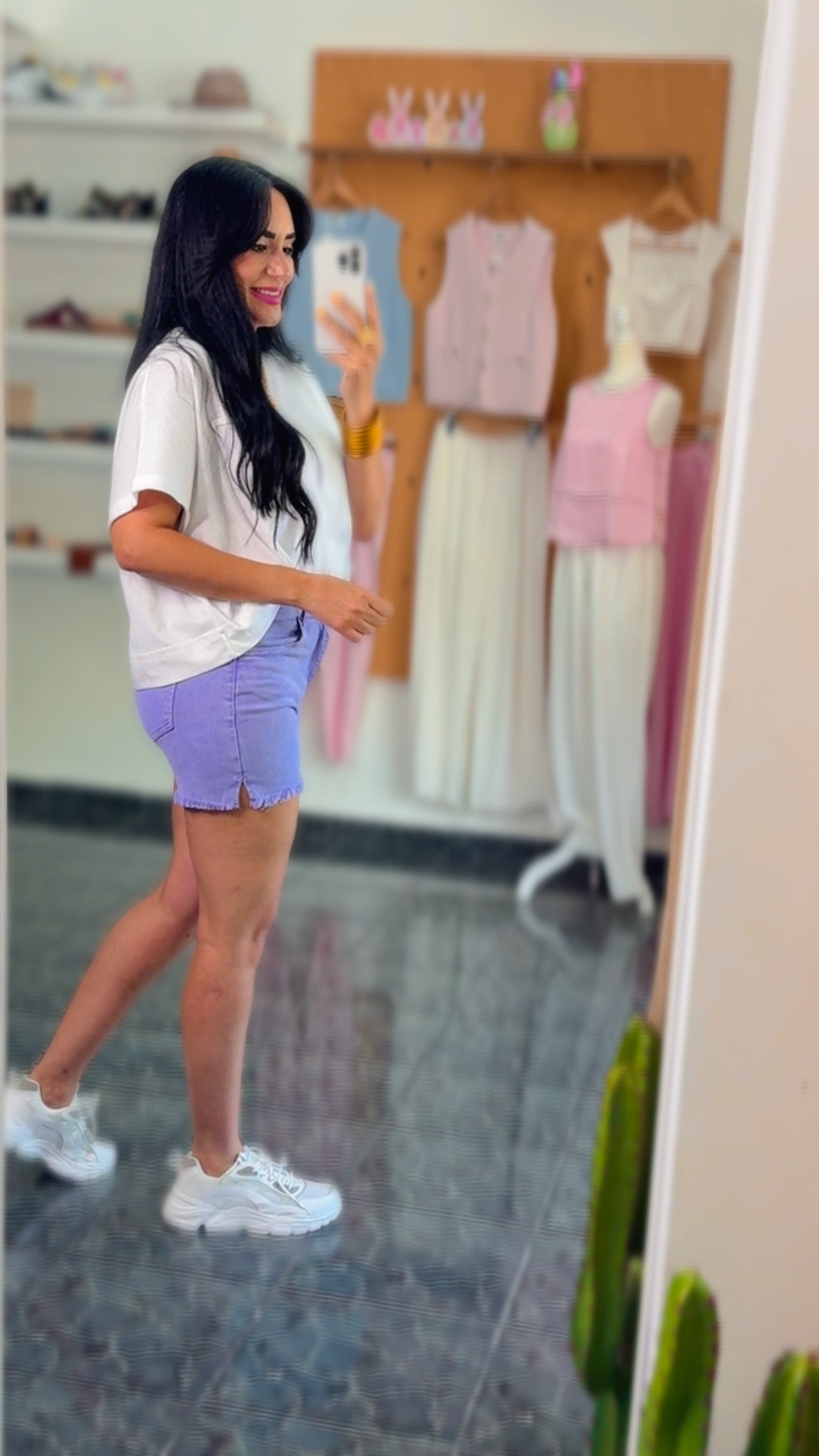 Lavender Spandex Denim Shorts