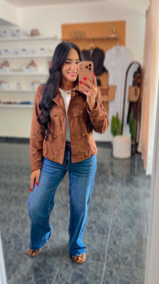 Coffee Napoleon Suede Jacket