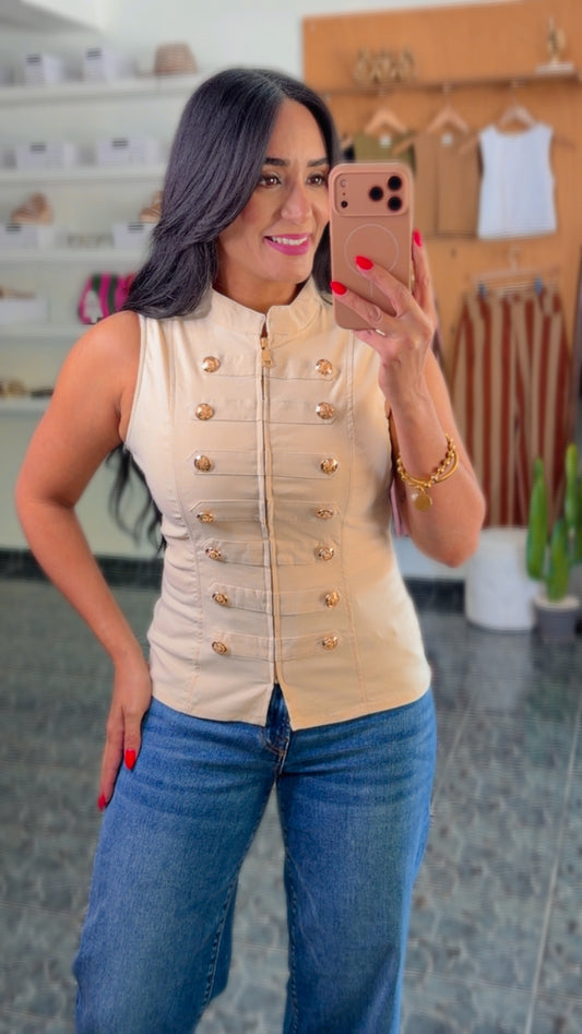 Beige Napoleon Spandex Vest